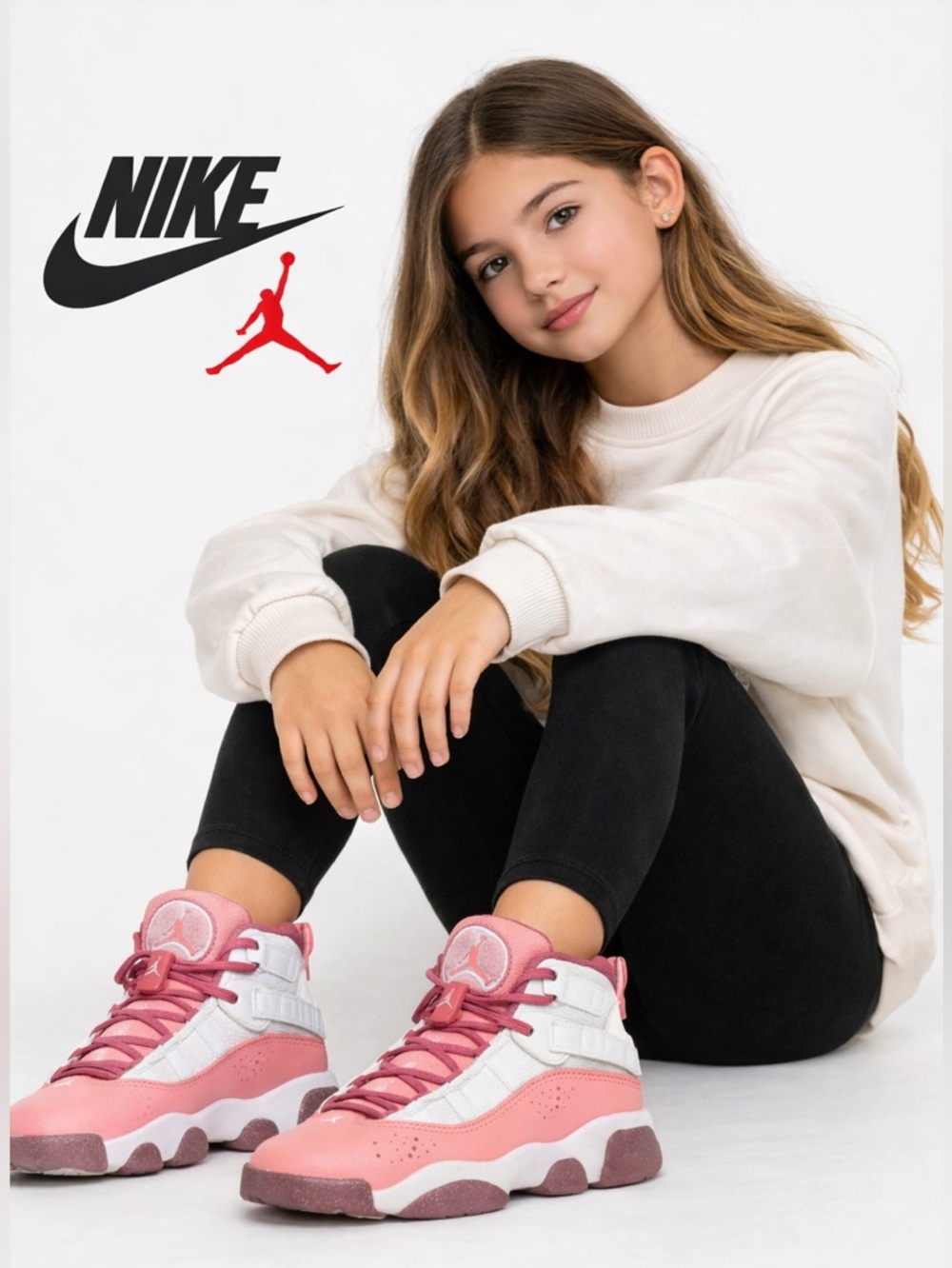 Nike Air Jordan 6 Rings GS Coral Chalk Desert Berry White Size 5Y Girls w/box